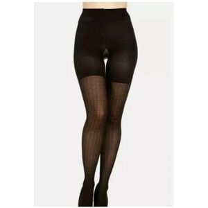 Spanx Love Your Assets Shaping Tights Womens Size 2 Textured Wish Bone Black